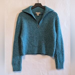 Sincerely Jules Teal  1/4 Zip Turtleneck Sweater XS Cozy Comfy Casual Top